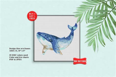 Whale Cross Stitch Pattern Nautical Cross Stitch PDF Sea Etsy