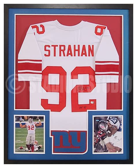 Michael Strahan Autographed Framed Giants White Jersey - The Stadium Studio