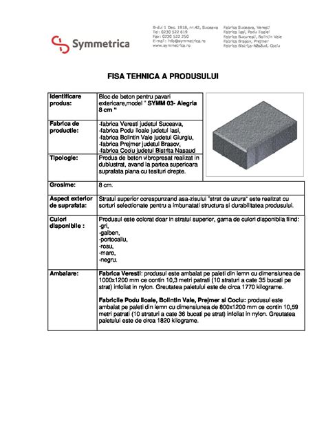 Pavaj Alegria 8 Cm Dreptunghi SYMM 03 21 X 14 X 8 Cm Symmetrica