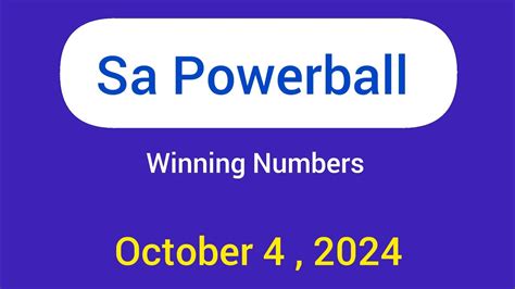 Sa Powerball Results Friday 04 October 2024 Powerball Plus Result