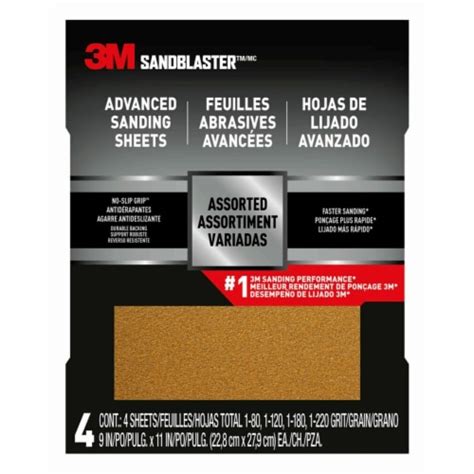 M Sandblaster Assorted Grit Advanced Sanding Sheets X In Fred