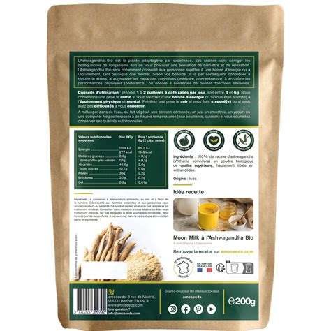 Amoseeds Ashwagandha En Poudre Bio G Redcare Pharmacie