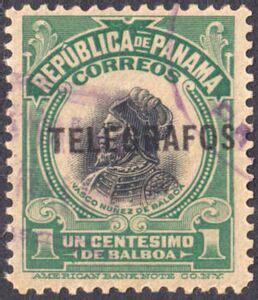 Stamp Vasco N Ez De Balboa Panama Telegraphs Overprinted