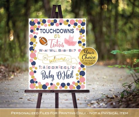 Touchdowns Or Tutus Gender Reveal Welcome Sign Printable Etsy