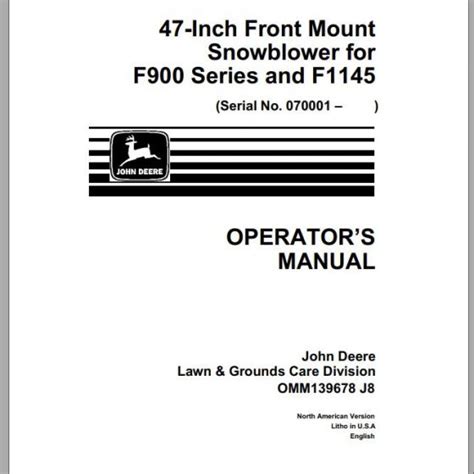 John Deere Front Blade Inch Sn Operator S Manual Omm A