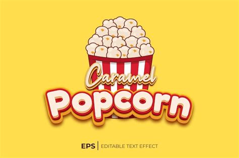 Premium Vector Caramel Popcorn Logo With Editable Text Effect