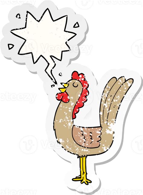 Cartoon Rooster And Speech Bubble Distressed Sticker 45295859 PNG