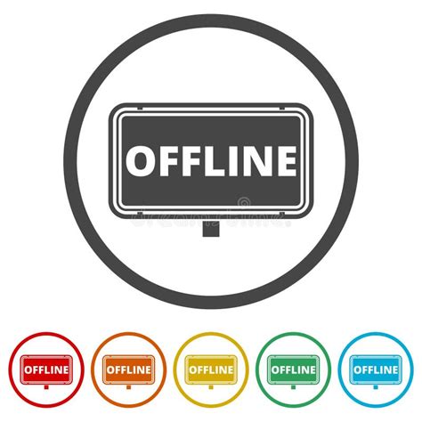 Offline Sign Icon Button 6 Colors Included Stock Vector