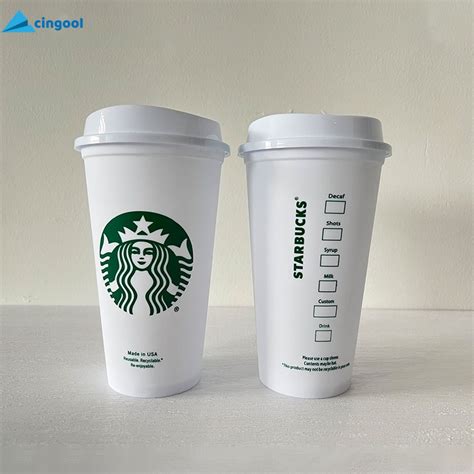 Copo Starbucks frio reutilizável de plástico preto branco Copo