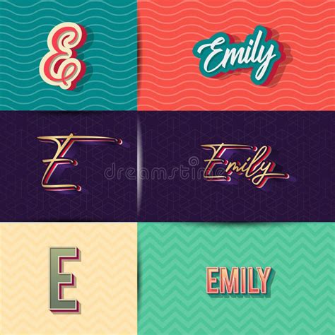 Nombre Emily En Varios Elementos De Dise O Retro Gr Fico Conjunto De La