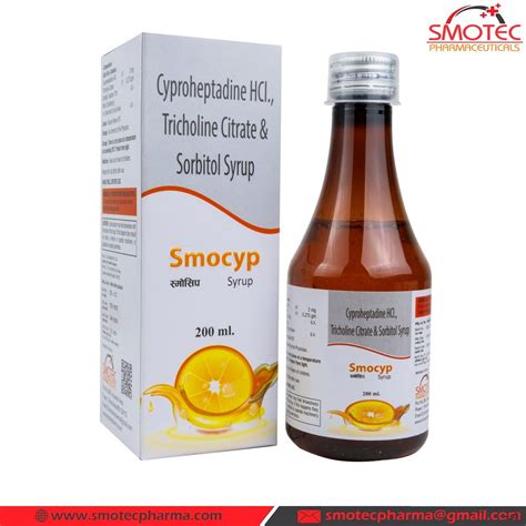 Cyproheptadine Hcl Tricholine Citrate Syrup Packaging Type Mono