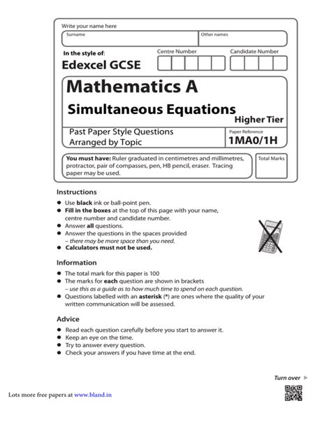 Edexcel Gcse Maths Simultaneous Equations Questions Tessshebaylo