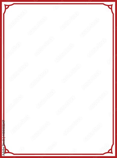 Red vector border frame. Background or book page. Simple rectangular ...