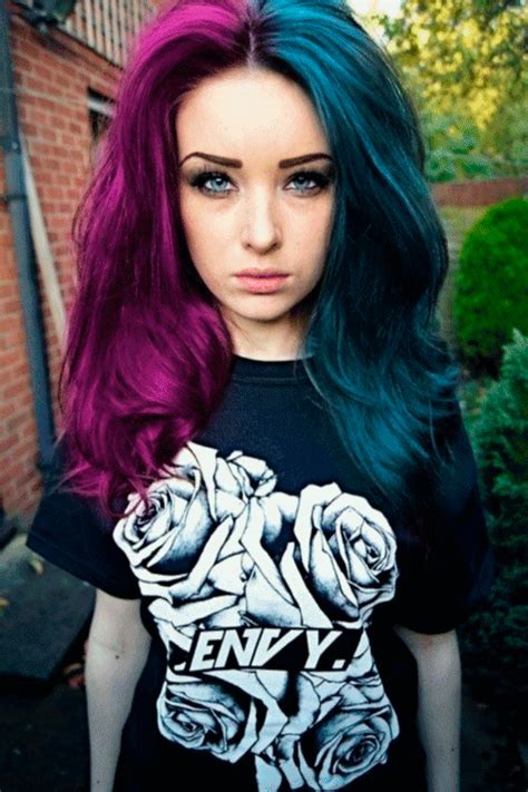 Pin By 👑🍀👑angềlique💖 On ДЕВУШКИ 1 Split Dyed Hair Teal Hair