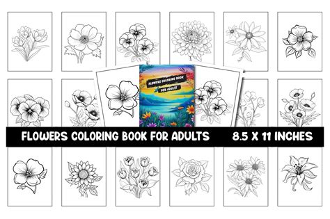 Flowers Coloring Book For Adults Kdp Graphic By Aylani Emilia