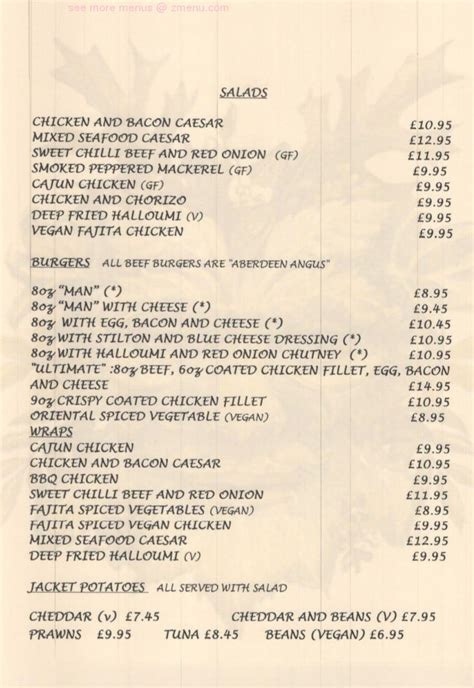 Menu at The Green Man pub & bar, Lewes, Lewes Rd