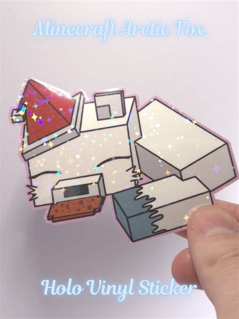 Minecraft Arctic Fox Holographic Sticker Waterproof Vinyl Sticker