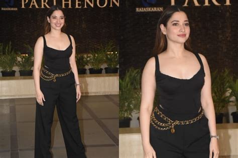 Tamannaah Bhatia Looks Smoking Hot In Black At Kanika Dhillons Party