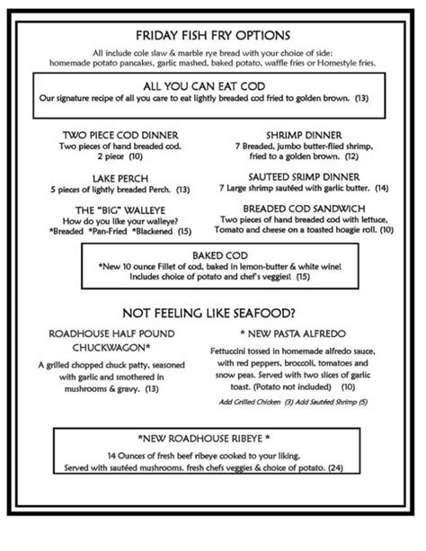 Friday Fish Fry Menu - Tincan Roadhouse