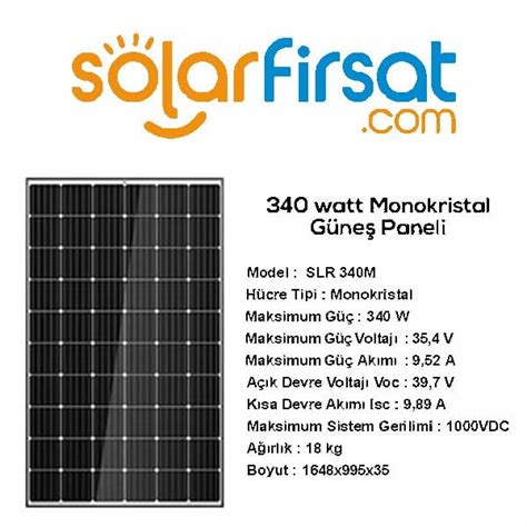 Güneş Paneli 340 Watt Monokristal