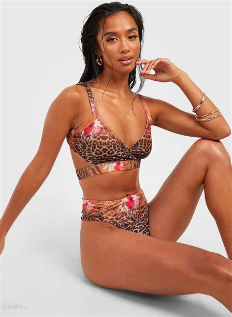 Boohoo vyb Klasyczny Stan Wysoki Print Animal Dół Bikini Od Xxs Ceny