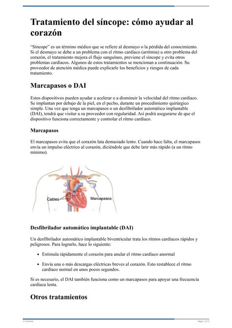 Text Tratamiento Del S Ncope C Mo Ayudar Al Coraz N Healthclips Online