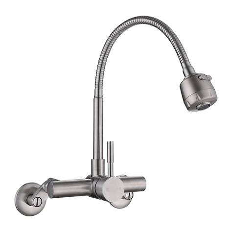 Wall Mounted Stainless Steel Mixer Tap Kitchen Sink Faucet | Stainless steel taps, Kitchen ...