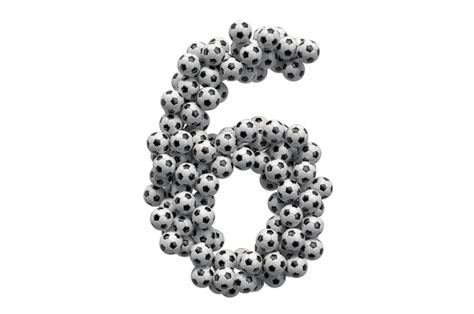 Premium Photo | Number 6 from soccer balls 3d rendering