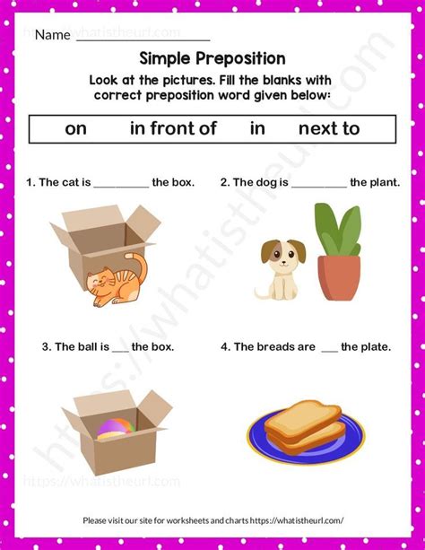 Grade 5 English Prepositions Worksheets