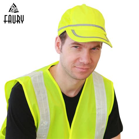 High Visibility Reflective Baseball Cap Yellow Safety Hat Work Safety