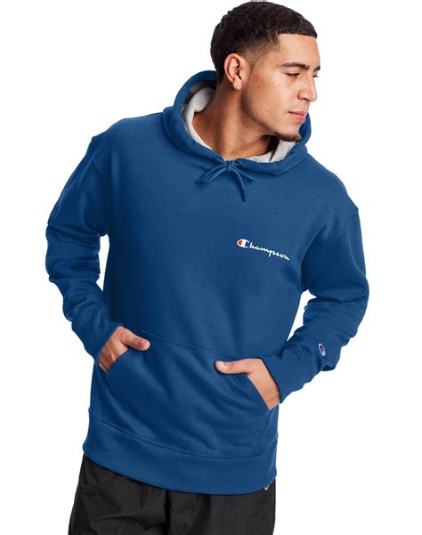 Champion Mens Powerblend Fleece Chest Script Logo Hoodie Up To Size