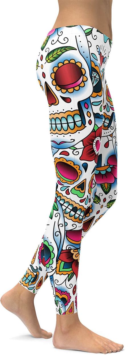 Colorful Dead Sugar Skull Leggings Gearbunch Leggings Yoga Pants