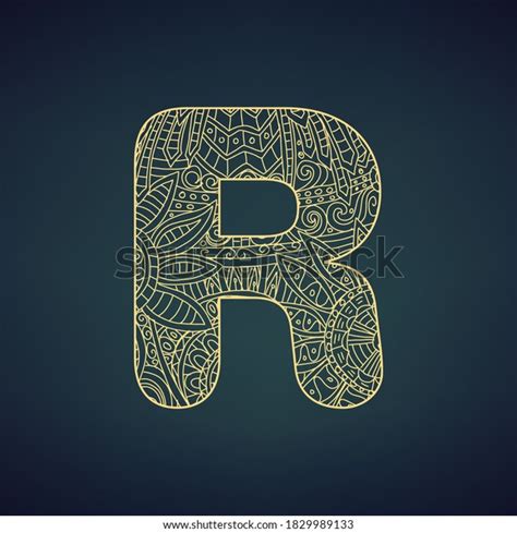 Zentangle Stylized Alphabet Letter R Doodle Stock Vector Royalty Free