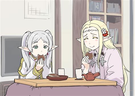 Art Elda And Frieren Snacking Together Sousou No Frieren Otaku Elf