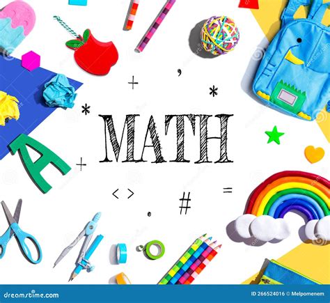 Math Theme with School Supplies - Flat Lay Stock Photo - Image of ...