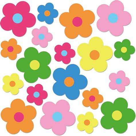 AnyDesign 48Pcs Y2k Flowers Cutouts With 100Pcs Glue Points 6 Colors