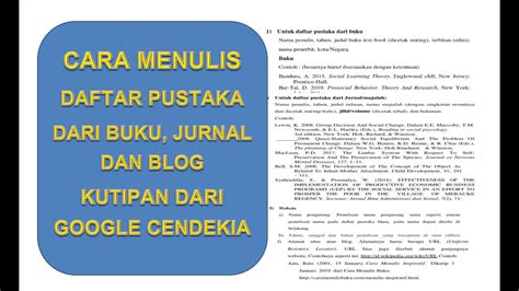 Cara Menulis Daftar Pustaka Dari Buku Jurnal Dan Blog Kutipan Google