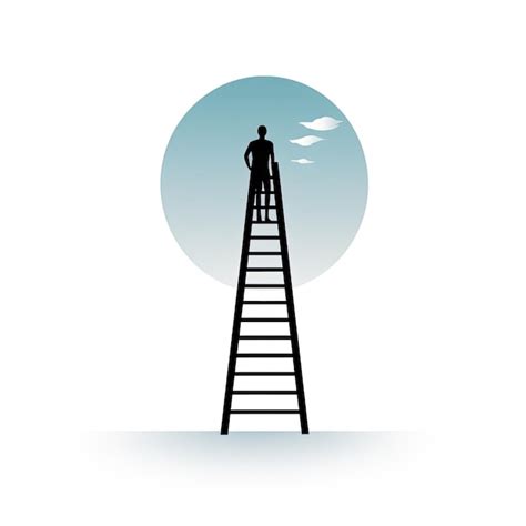 El Icono De Un Hombre Subiendo Las Escaleras Al Cielo El Concepto De