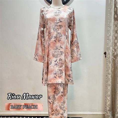 Kurung Riau Mawar Ironless By Bydanisha Baju Kurung Printed Riau Tanpa