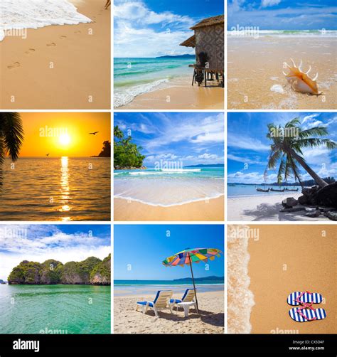 Tropical Beaches Vacation Collage Stock Photo Alamy