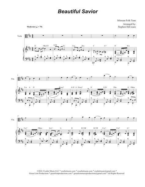 Beautiful Savior Viola Solo And Piano Arr Stephen Decesare Sheet