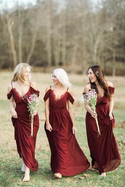 Burgundy Off The Shoulder Sexy Chiffon Long Pretty Bridesmaid Dresses