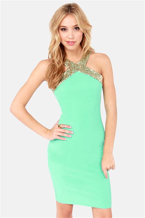 Sexy Sequin Dress Mint Green Dress Bodycon Dress 4200 Lulus