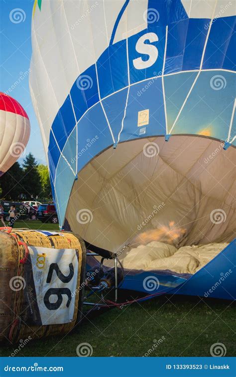Inflating Hot Air Ballon With Fire And Gas Editorial Stock Photo Image Of Inside Ignition