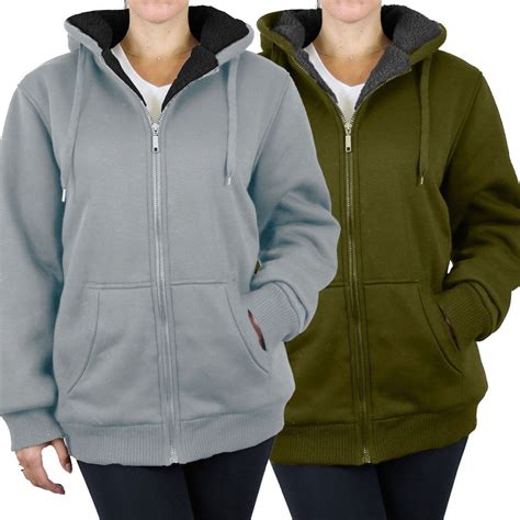 2 Pack Women S Heavyweight Loose Fit Sherpa Fleece Lined Zip Hoodie