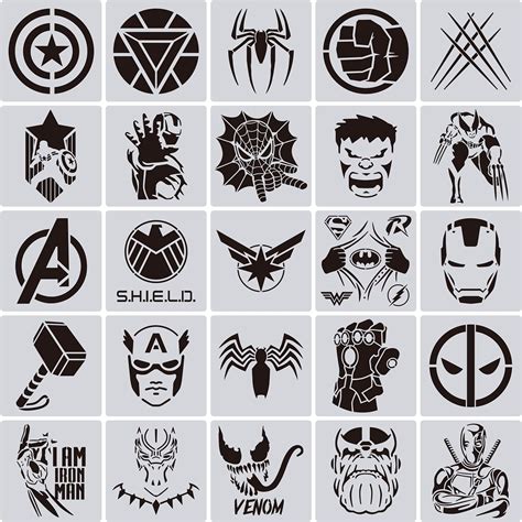 25 Pcs Superhero Stencils For Painting On Wood Canvas