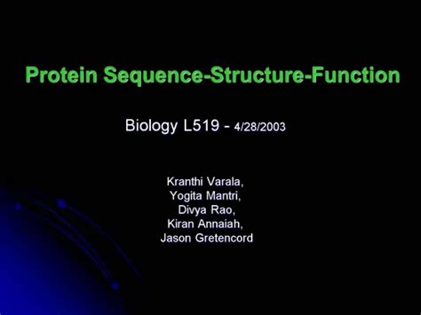 PPT - Protein Structure and Enzyme Function PowerPoint Presentation ...