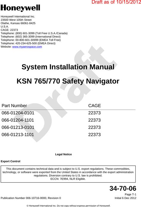 Honeywell KSN770 Aviation Communications Transceiver User Manual 006 ...