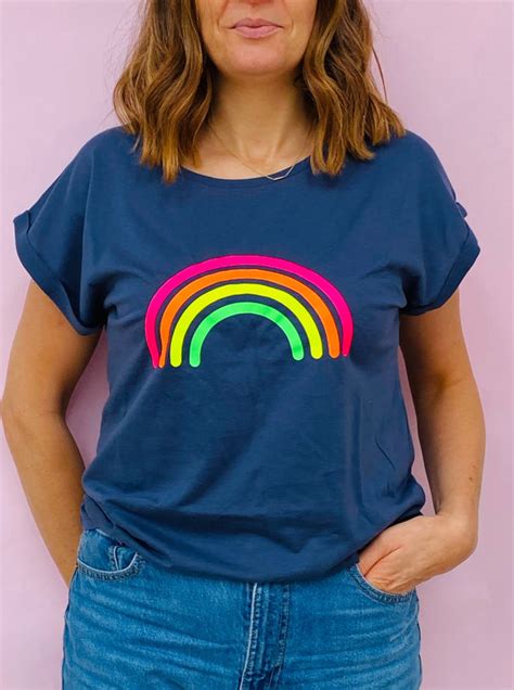 ladies multi neon rainbow  shirt neon marl