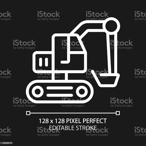 굴삭기 픽셀 완벽한 흰색 선형 아이콘 어두운 테마 개념에 대한 스톡 벡터 아트 및 기타 이미지 개념 건강관리와 의술 건설